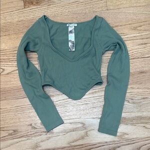 Zara Crop Top Long Sleeve - Sage Green